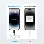 CABLE ANKER TRENZADO TIPO USB-C A LIGHTNING 6FT DE CARGA RÁPIDA NEGRO A81B6H11